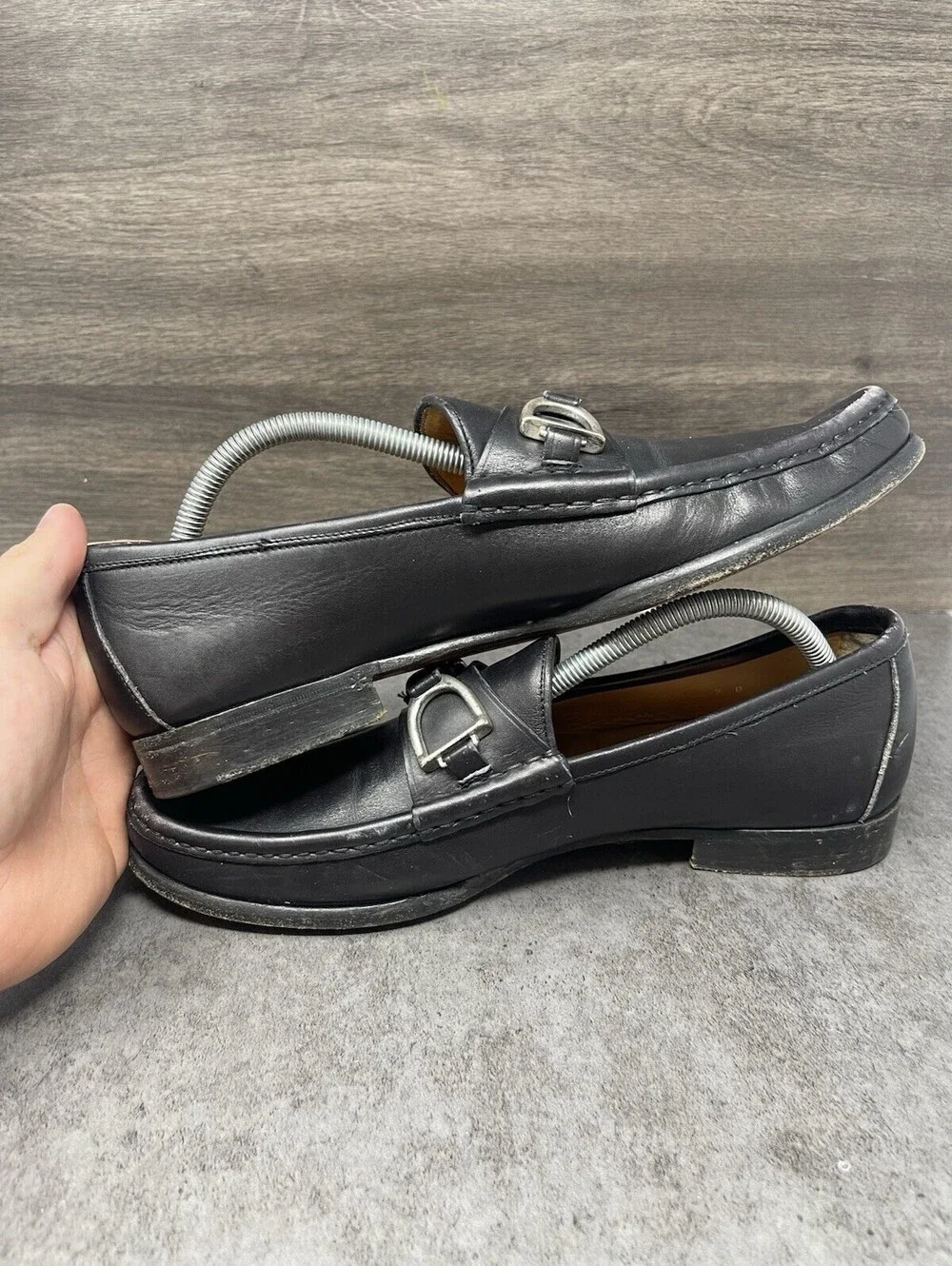 Ralph Lauren D Buckle Leather Loafers Mens Size 9 Black Slip On Casual Dress
